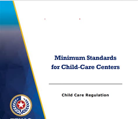 All applicable and current minimum standards are in each publication. . Minimum standards for child care centers in texas 2022